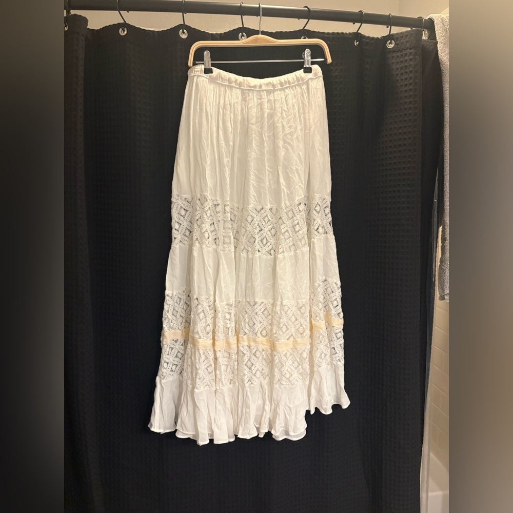 Free People Swept Away Maxi Skirt Small Color: Clean Ivory - Picture 6 of 6